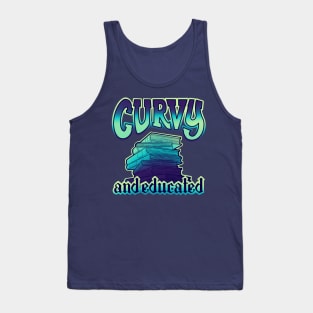 Curvy and educated, stack of aqua blue books Tank Top